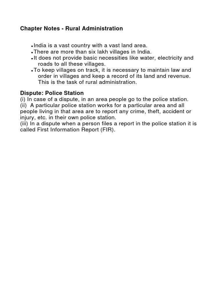 Chapter NotesRURAL ADMINISTRATION PDF Police Policy