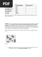 Maximum Received Problem 1 30 Problem 2 50 Problem 3 20 Total 100