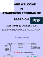 You Are Welcome IN Awareness Programme Based On ISO 14001 & OHSAS 18001