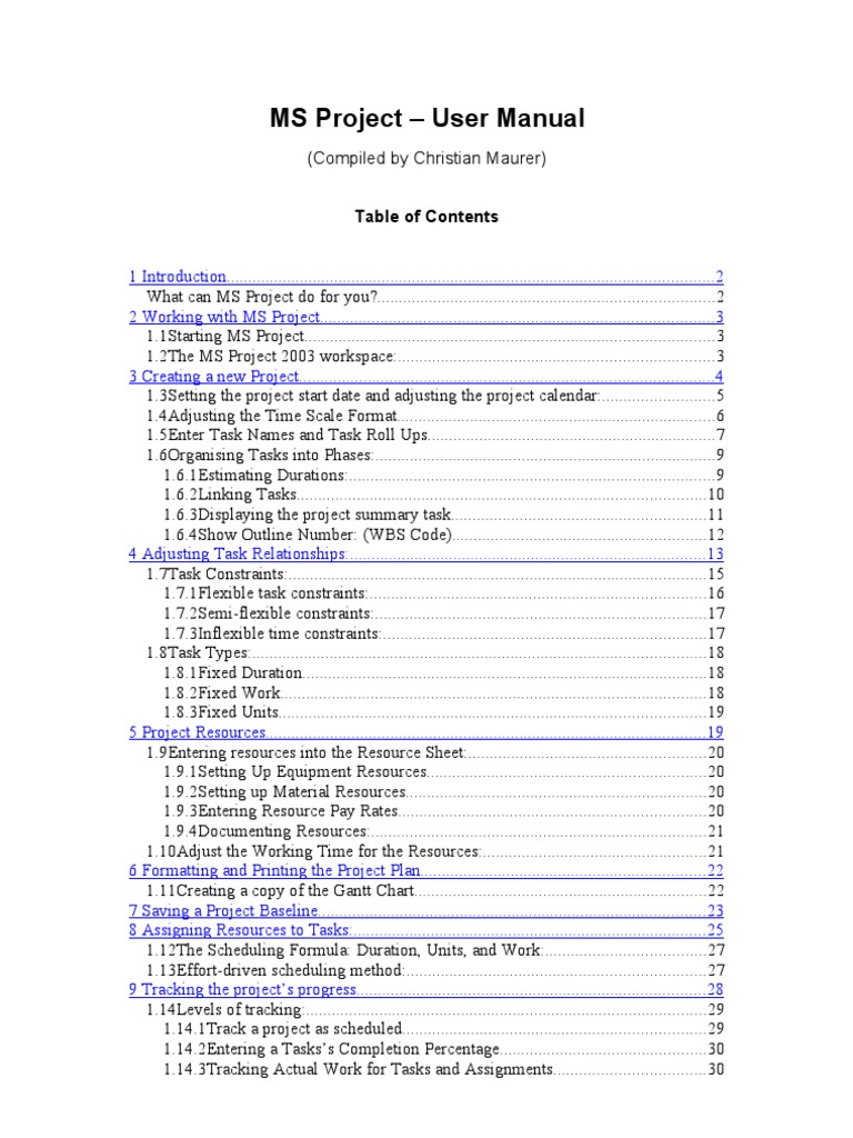MS Project User Manual Guide | PDF | Art | Computers