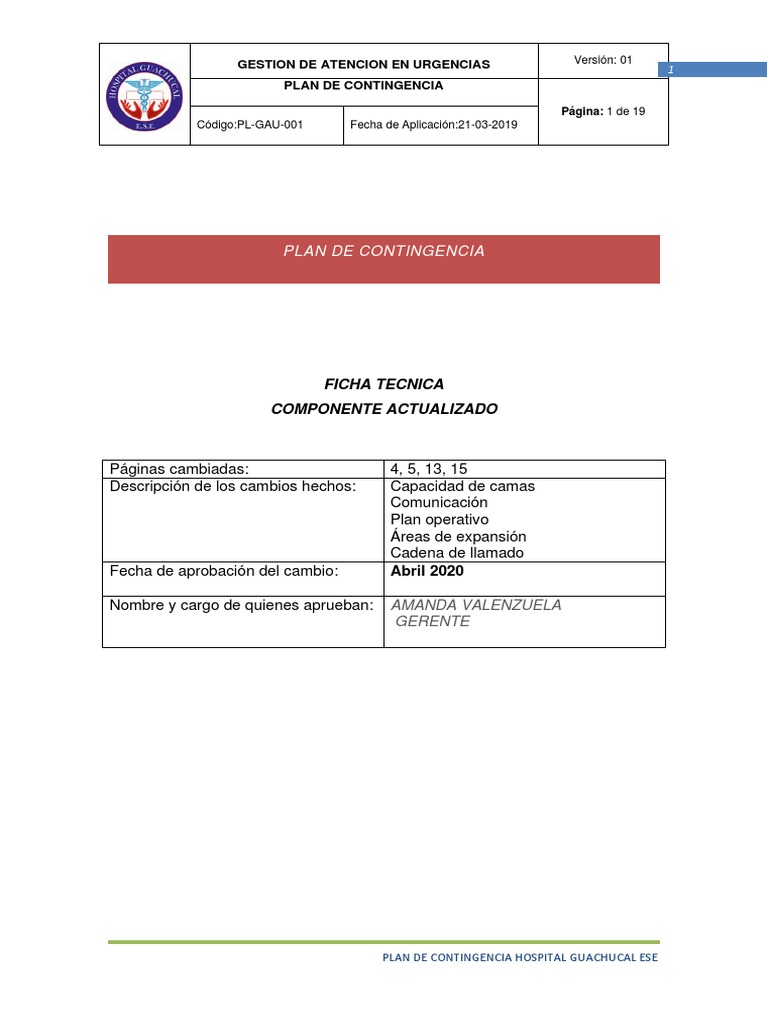 Plan de Contingencia Coronavirus 2021 | PDF | Hospital | Cuidado de la ...