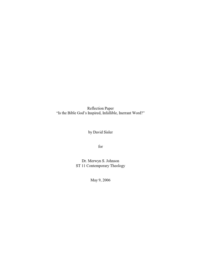 Infallibility and Inerrancy of Scripture | PDF | Biblical Inerrancy | Bible