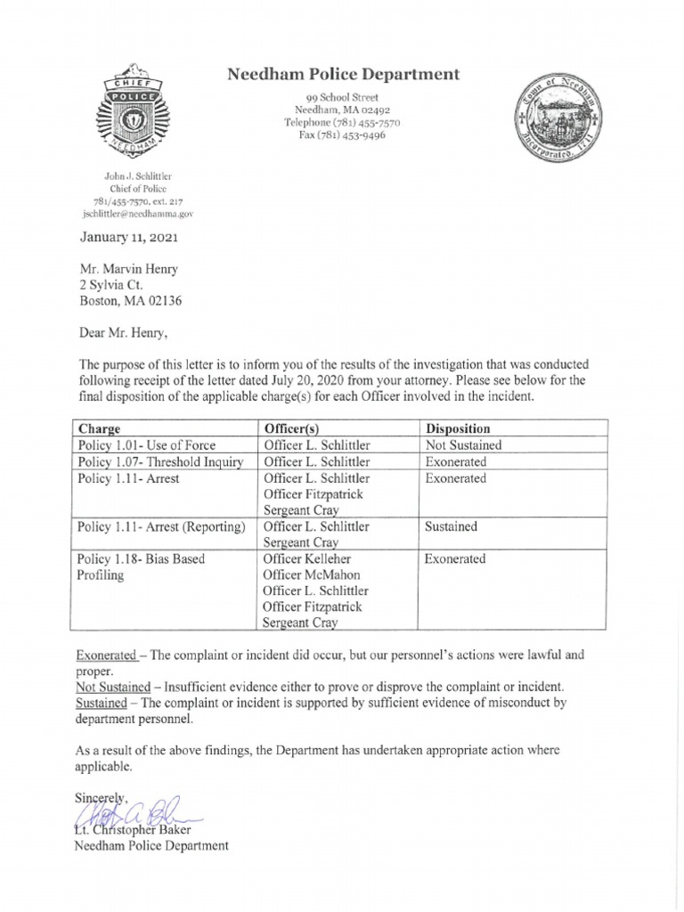 Henry Disposition Letter PDF