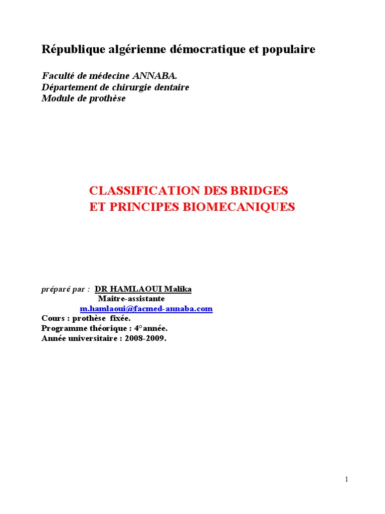 Classification des bridges dentaires | PDF