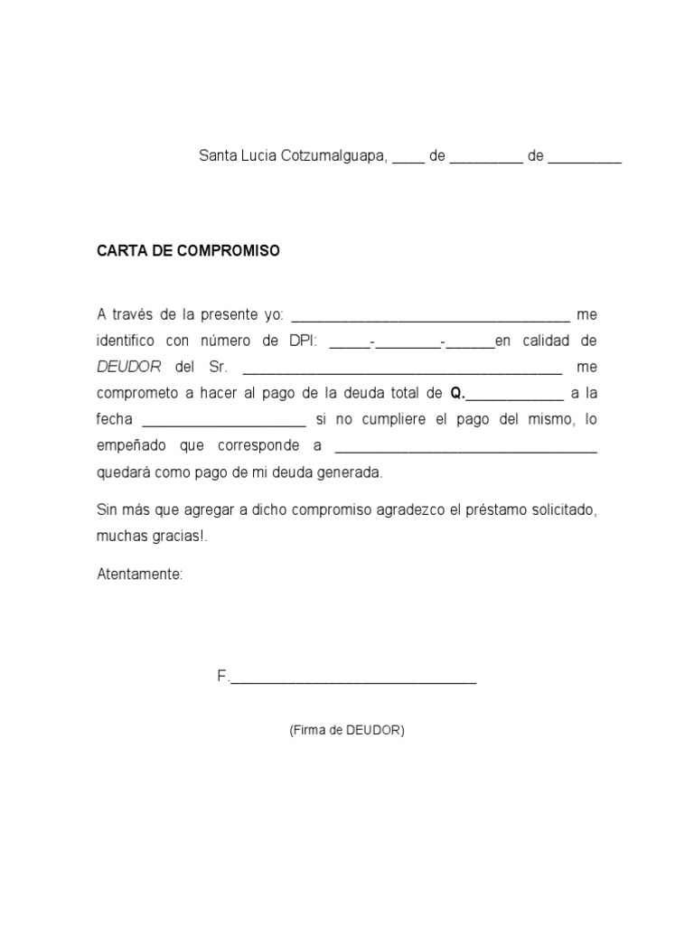 Carta Compromiso de Pago - Prestamo | PDF