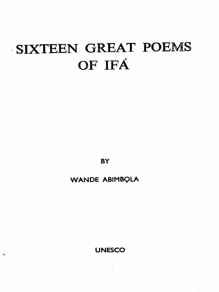 Wande Abimbola - Sixteen Great Poems of Ifá-Unesco (1975) | PDF