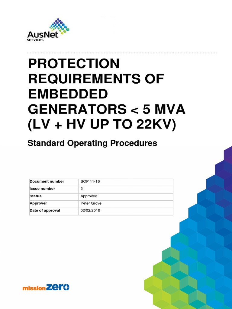 SOP 11-16 V3 - Protection Requirements For Embedded Generators | PDF ...