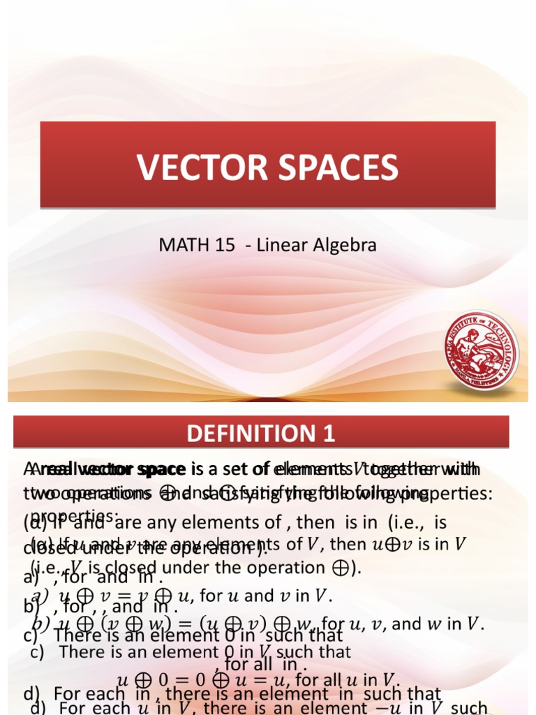 Lecture 9 Vector Space | PDF | Linear Subspace | Vector Space
