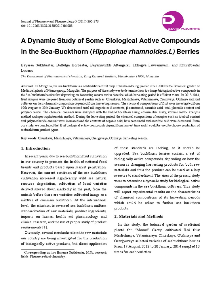 A Dynamic Study of Some Biological Active Compounds in The Sea ...