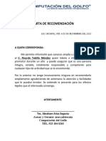 CARTA DE RECOMENDACIÓN