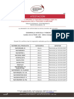 Atestación de 32 insumos agrícolas