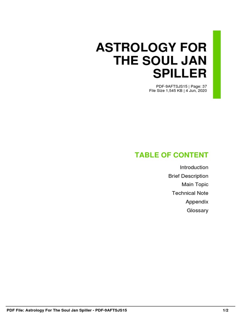 Jan Spiller Astrology For The Soul Pdf