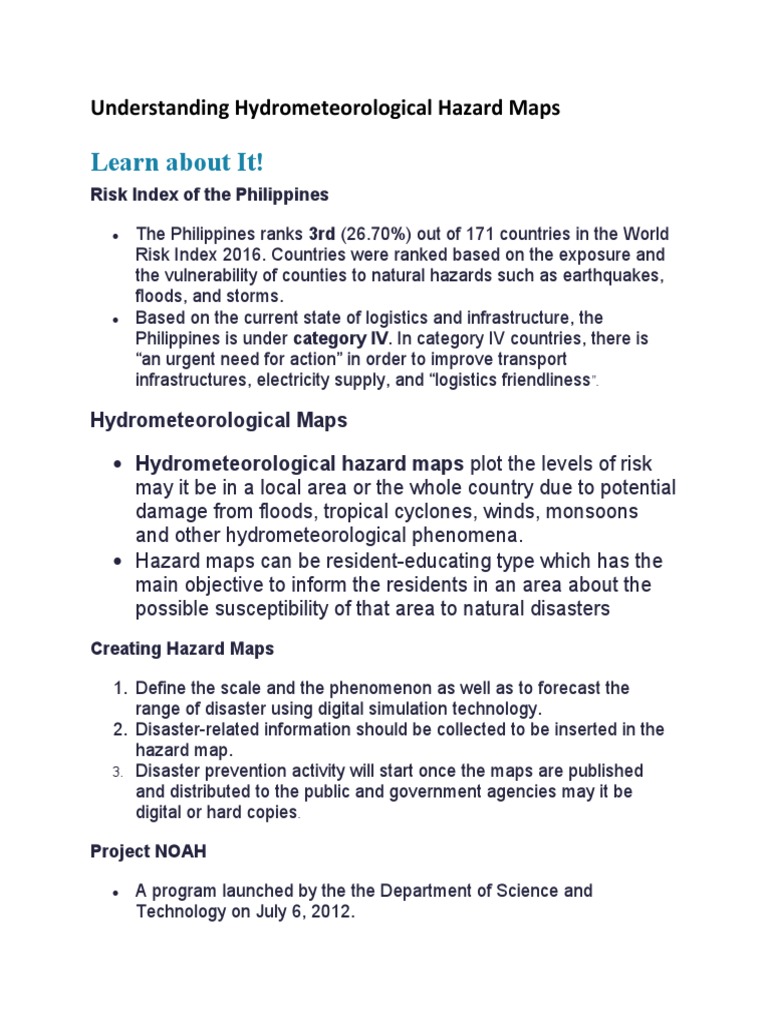 Hydrometeorological Hazard Maps in the Philippines | PDF | Hazards | Flood