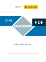 Observatorio Permanente Del Mercado de Los Servicios Portuarios (España, Memoria Anual 2018)
