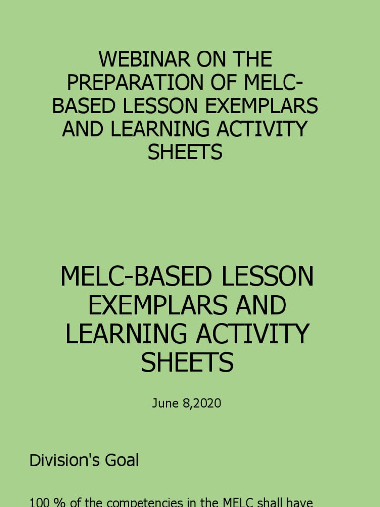 MELC-Based Lesson Exemplars Webinar | PDF | Rubric (Academic ...