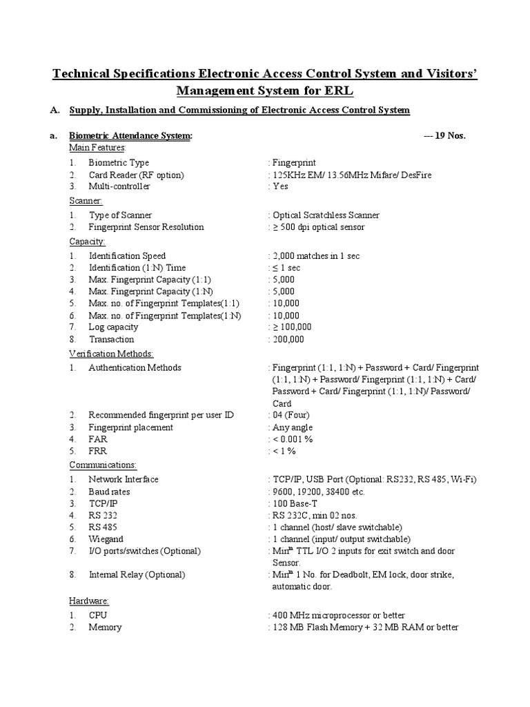 Access Control Technical Specification - Autosaved | PDF | Tablet ...