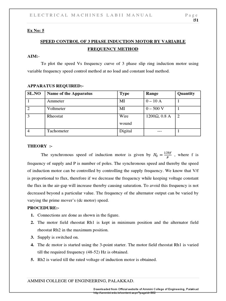 Speed Control of 3-Phase IM Variable Freq Method | PDF | Electric Motor ...