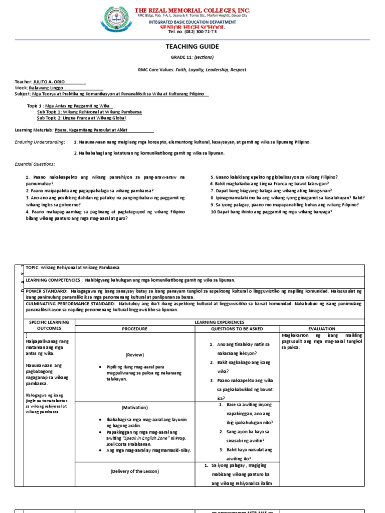 Teaching Guide: Senior High School | PDF