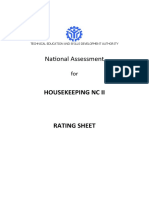 Rating Sheet HSK NC II