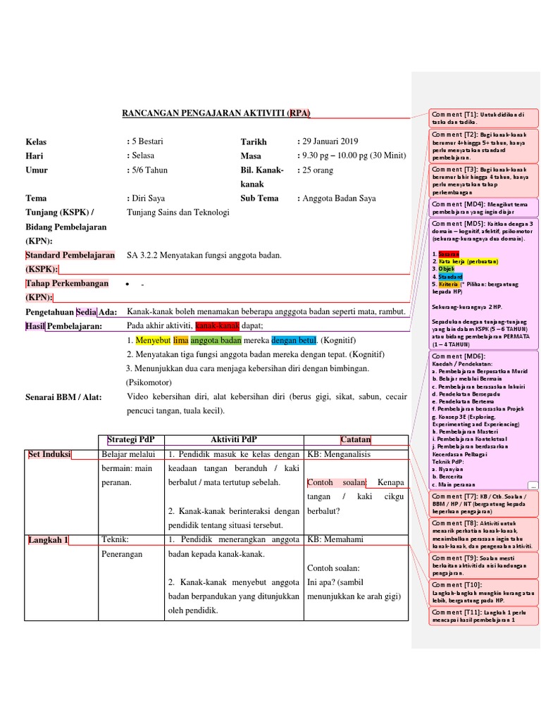 RPA Anggota Badan untuk Kanak-Kanak | PDF