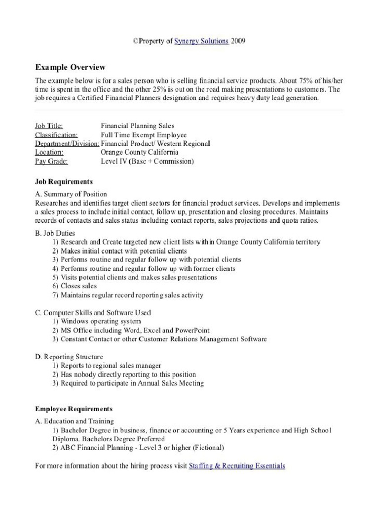 Job Analysis Document Example | PDF