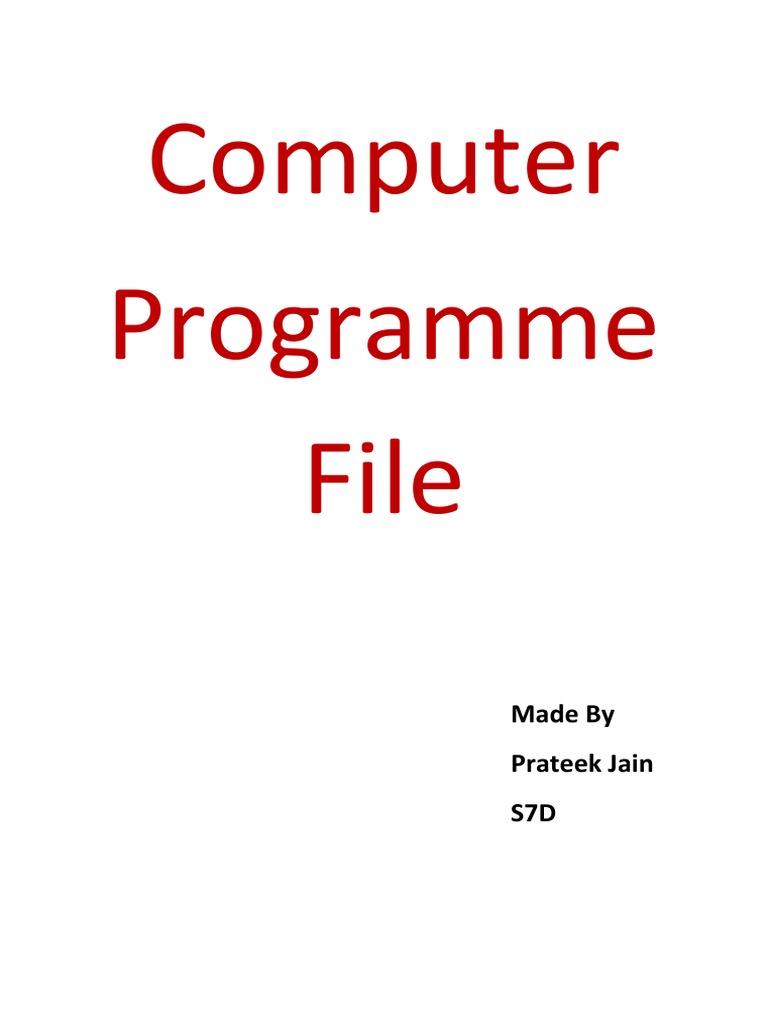 Computer Programme by Prateek Jain | PDF | Computers