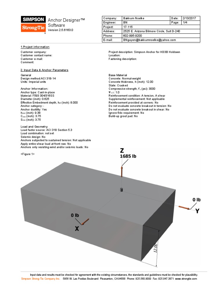 Anchor Designer™ Software 1/4 BN Engineer 2/13/2017 Date Bakkum