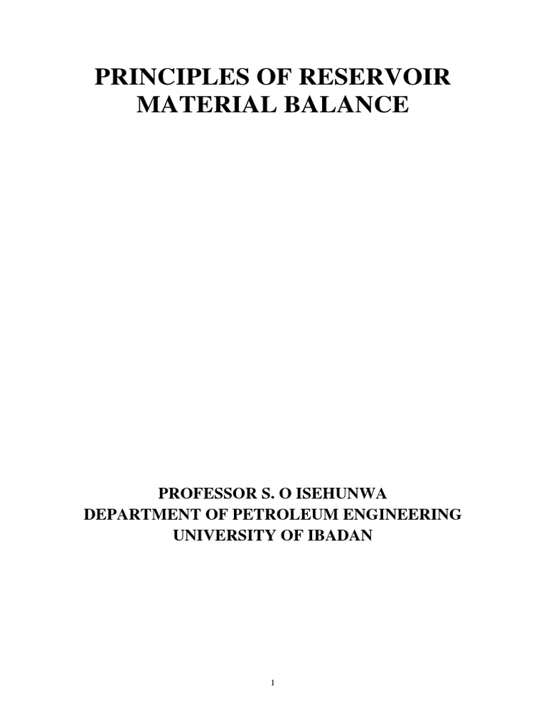 Reservoir Material Balance Principles | PDF | Extraction Of Petroleum ...