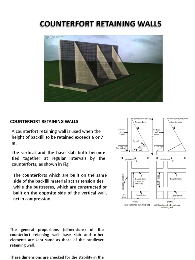 Counterfort Retaining Wall Design Guide | PDF | Bending | Civil Engineering