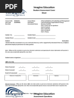 Imagine Education: Student Assessment Cover Sheet