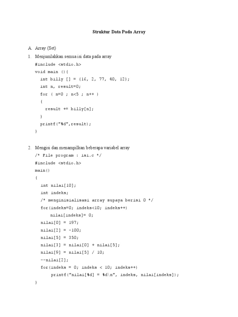 Belajar Struktur Data dengan Array C | PDF