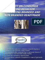 A Study On Consumer Buying Behavior Regarding Branded and Non Branded Readymade