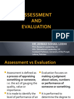 Assessment AND Evaluation: Dr. Ahmad Sohail Lodhi