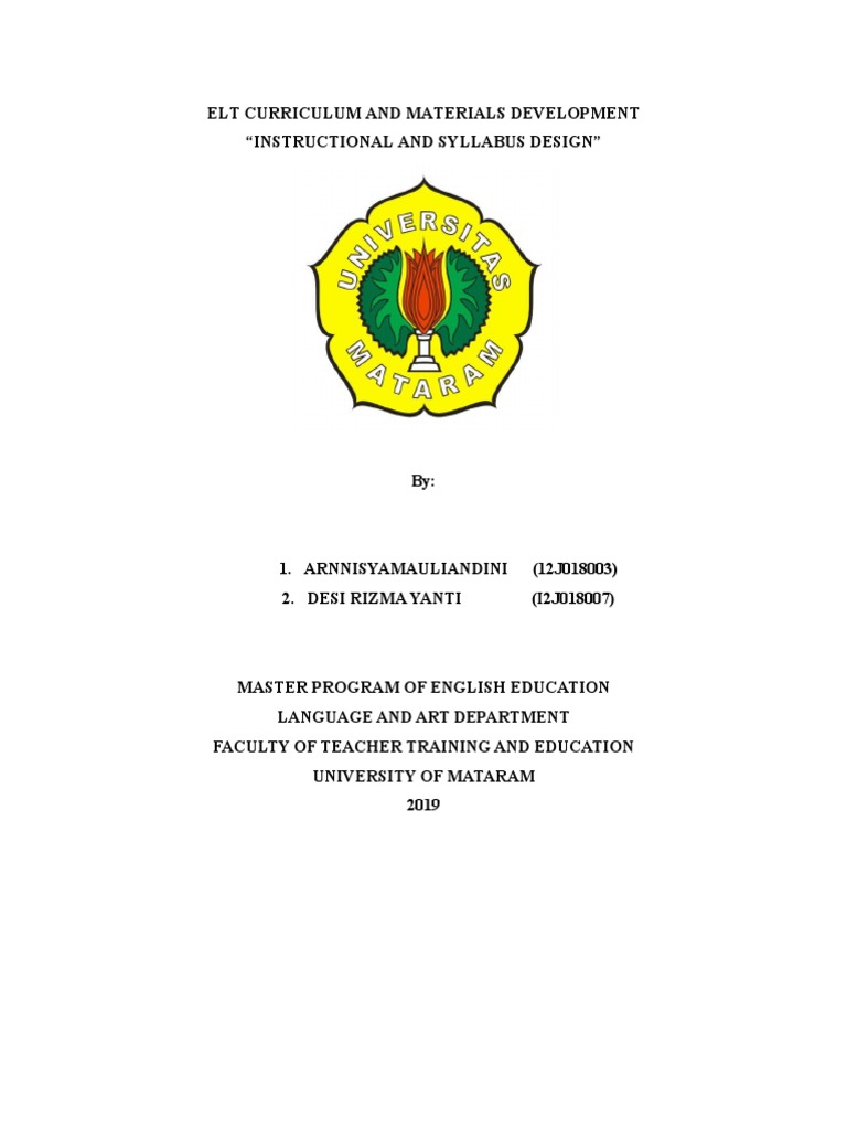 Elt Curriculum and Materials Development Presentasi | PDF ...