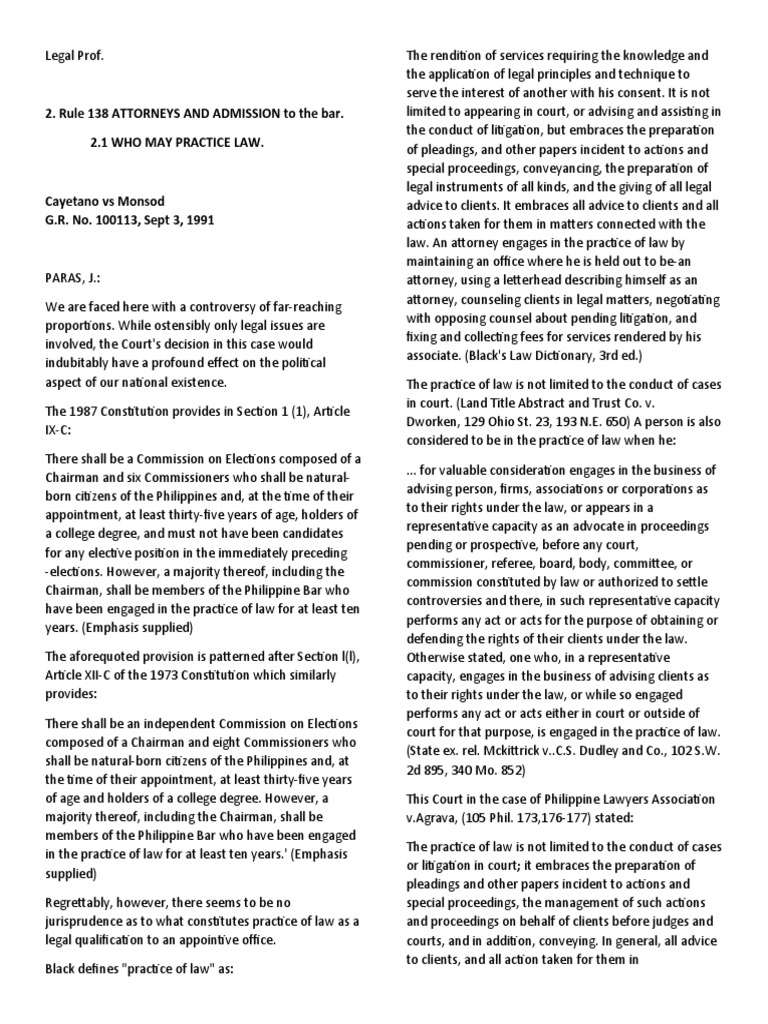 Defining the Practice of Law An Analysis of Jurisprudence Regarding