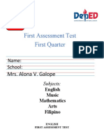 First Assessment Test First Quarter: Mrs. Alona V. Galope