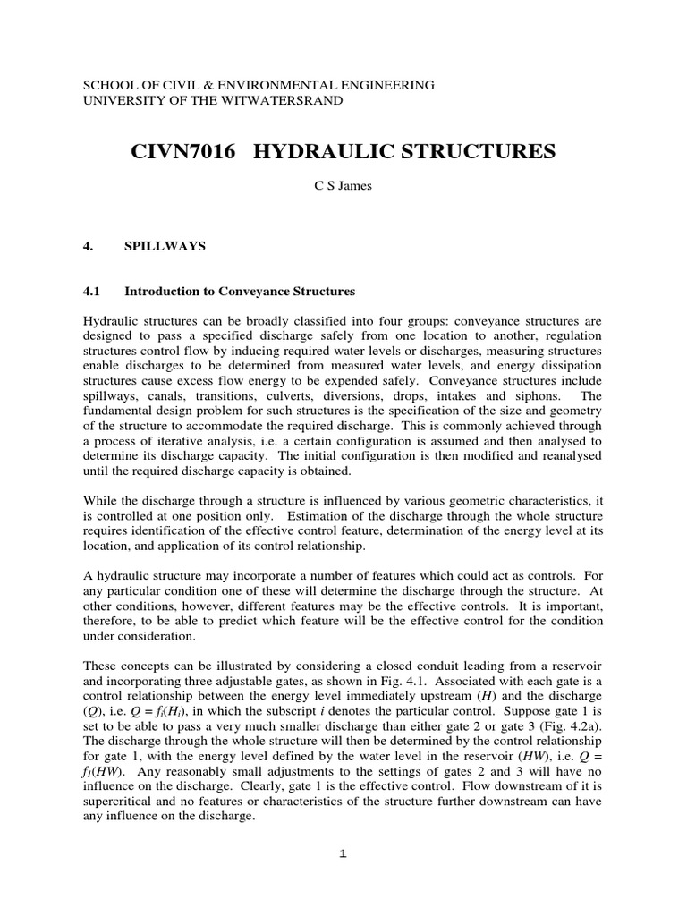 Spillway Design and Hydraulics Overview | PDF | Spillway | Dam
