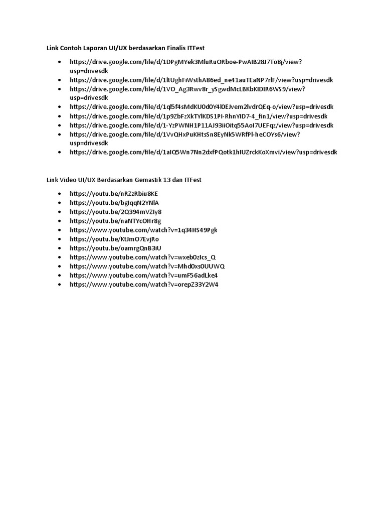Link Contoh Laporan Ui/Ux Berdasarkan Finalis Itfest | PDF
