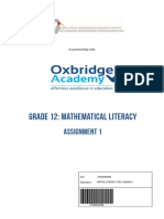 Grade 12: Mathematical Literacy: Assignment 1