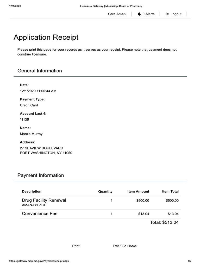 MN - License Renewal Receipt | PDF