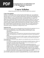 Course Syllabus: Art 4: Personal Directions in Art Studio Honors/AP River Hill High School Art Department 2008-2009