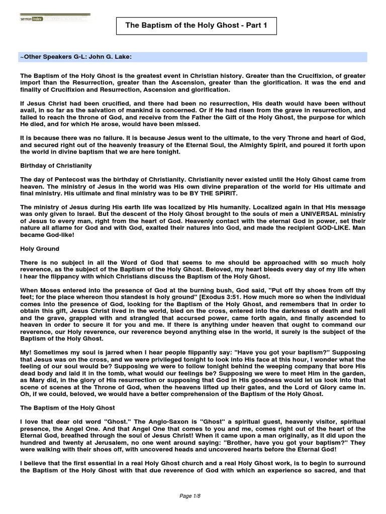 Understanding Holy Ghost Baptism | PDF | Baptism With The Holy Spirit ...