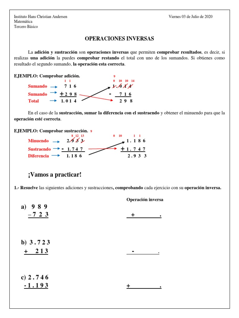 Operaciones Inversas | PDF | Métodos y materiales de enseñanza
