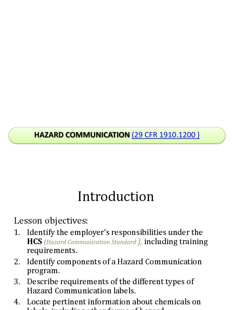 Hazard Communication Standards Overview | PDF | Dangerous Goods ...
