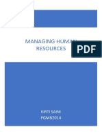 Managing Human Resources: Kirti Saini PGMB2014