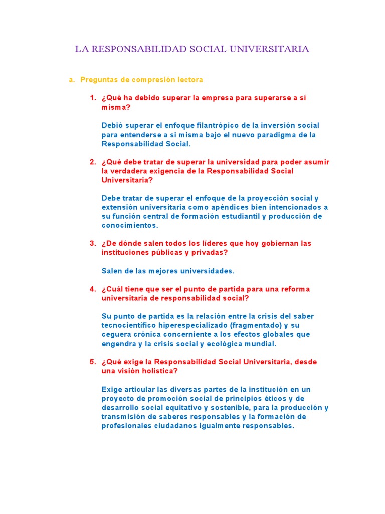 La Responsabilidad Social Universitaria Pdf