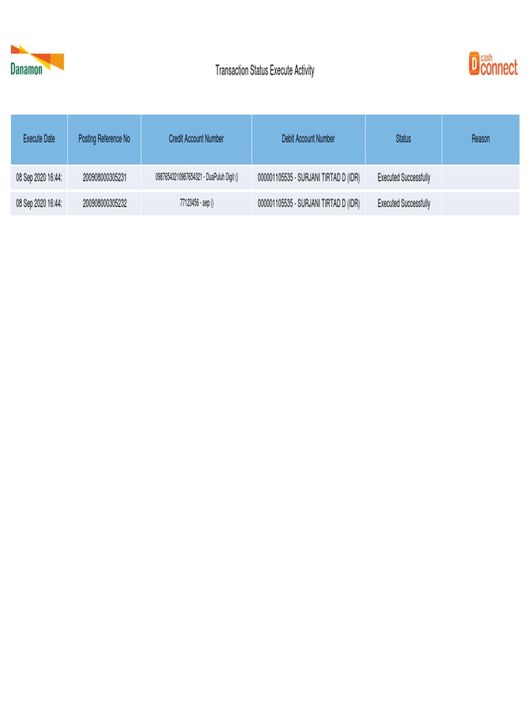 Transaction Status Report - Execute Activity | PDF | Business | Law