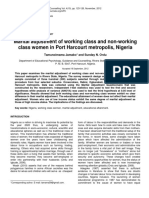 Marital Adjustment of Working Class and Non-Working Class Women in Port Harcourt Metropolis, Nigeria