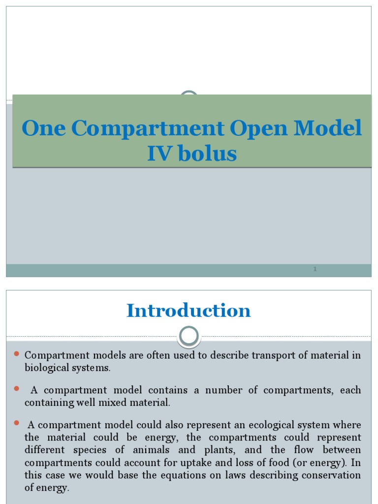 One Compartment Open Model Overview | PDF | Pharmacokinetics | Drugs