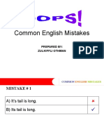 Common English Mistakes: Prepared By: Zulkiffli Othman